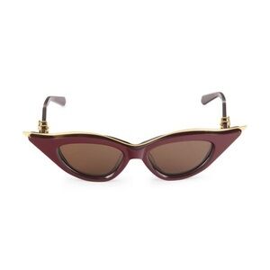 Valentino Garavani Burgundy and Gold Cat-Eye Sunglasses